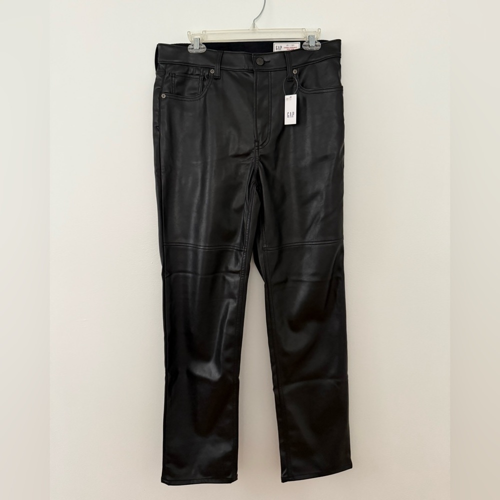 Black High Rise Faux Leather Pants